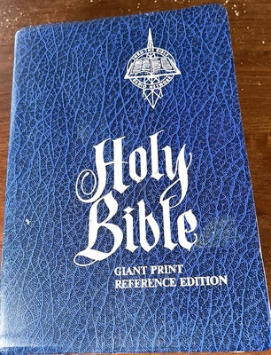 Holy Bible KJV Reference Edition Thru the Bible Radio 1976 Blue Leather-image