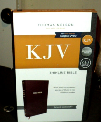 KJV HOLY BIBLE Thinline (2016, Soft Leather) BRAND NEW: Burgundy: Red Lettered-image