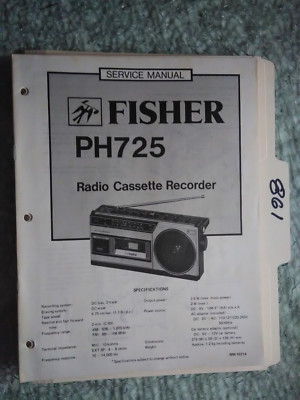 Fisher ph 725 service manual original repair book stereo boombox radio-image