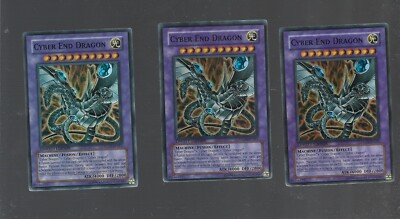 Yugioh Cyber End Dragon STON-ENSE1 Super Rare Limited Edition X3 PLAYSET MI NT-image