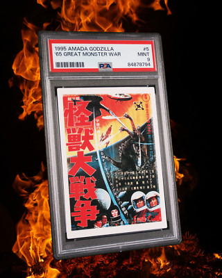 1995 Amada Godzilla PSA 9 Card POP2 1965 King Ghidorah !RAD! 💀DeathCoronaNerd💀-image