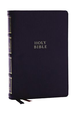 NKJV Compact Center-Column Reference Bible, Black Genuine Leather, Red Letter, C-image