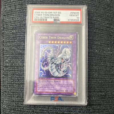 PSA 10 YuGiOh Cyber Twin Dragon CRV-EN035 1st Edition Ultimate Rare GEM MINT-image