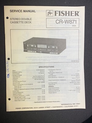 Fisher CR-W871 Service Manual Stereo Double Cassette Deck Original-image