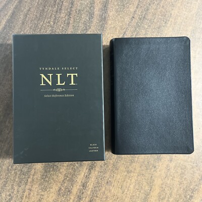 NLT Select Reference Bible - Black Calfskin Genuine Leather - Single Column Text-image