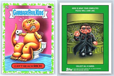 Jurassic Park Dinosaur Toilet Garbage Pail Kids GPK Spoof GREEN SP Card Rich-image