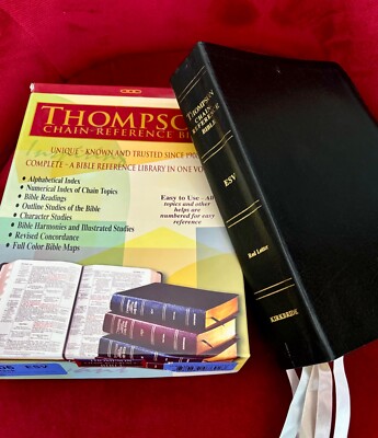 Rare Kirkbride Thompson Chain Reference Bible ESV Genuine Leather Black-image