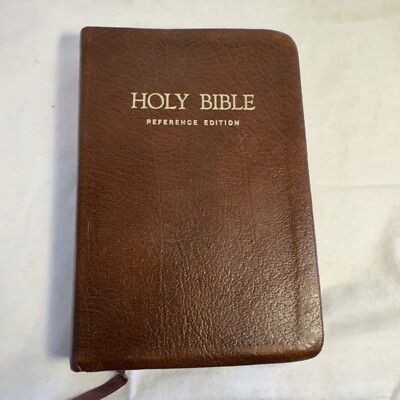 VTG Holy Bible KJV Reference Edition Thomas Nelson Genuine Leather Gilded 1972-image