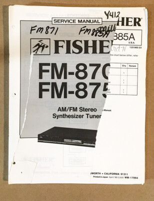 Fisher FM-870 FM-875 Tuner Service Manual *Original*-image
