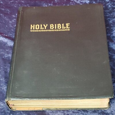 New Standard Reference KJV Bible Blue Ribbon Hertel Red Letter 1955 Illustrated-image