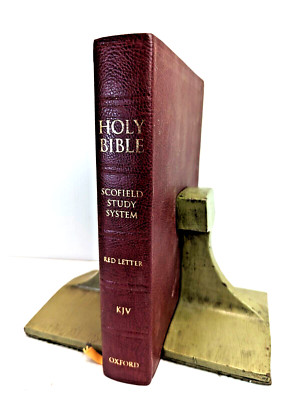 Holy Bible KJV Scofield Study System Red Letter Book Index Leather 2003 Oxford-image