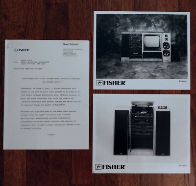 RARE Fisher Stereo Press/News release + 8x10 photo SYS-9025 AV-9055 AV-9015U-image