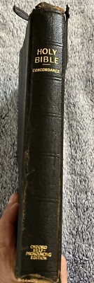 Holy Bible Black Morocco Leather KJV Oxford Self-Pronouncing Edition Black USA-image