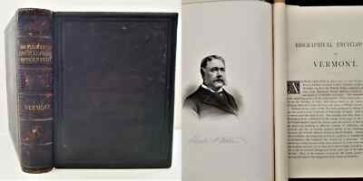 1885 antique BIOGRAPHICAL ENCYCLOPEDIA of VERMONT genealogy engravings -image