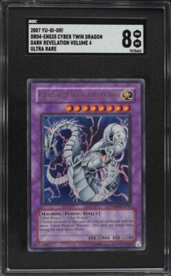 2007 YUGIOH DR04-EN035 CYBER TWIN DRAGON ULTRA RARE HOLO SGC 8 NM-MINT #7575442-image