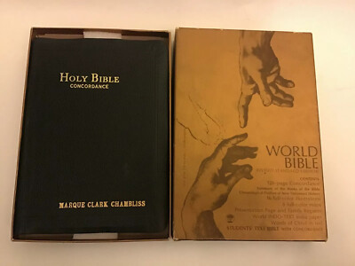 1962 Concordance World Holy Bible  Student Text . Limitation Leather W Box .-image