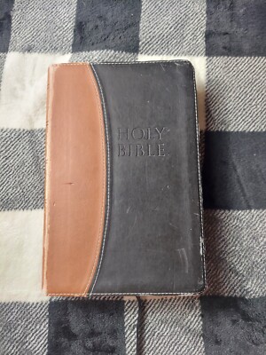 Holy Bible KJV Reference Edition Tan Black Imitation Leather -image