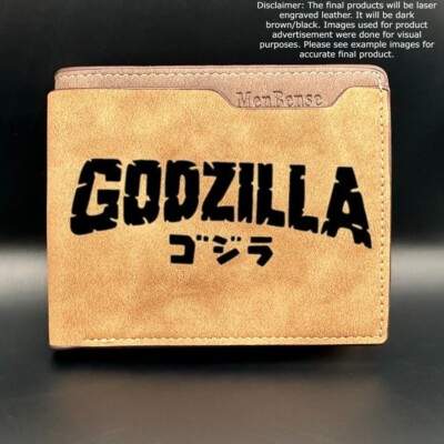 Custom GODZILLA TITLE Leather Bi Fold Wallet - Laser Engraved Wallet-image
