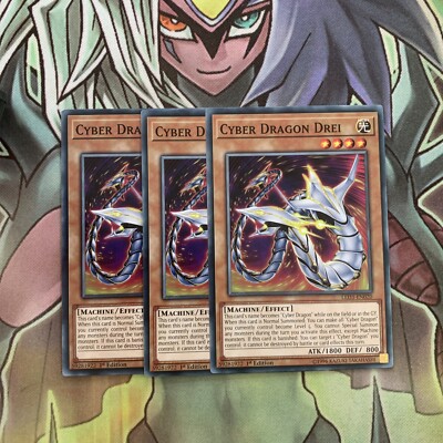 LED3-EN020 x3 Cyber Dragon Drei Common Excellent Condition Yugioh-image