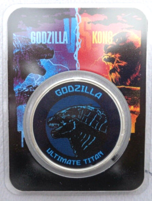 2021 Niue GODZILLA $2 silver COLORIZED coin .999 fine silver in card-image