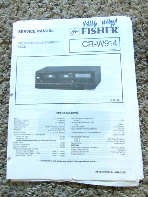 FISHER CR-W914 STEREO DOUBLE CASSETTE DECK ORIGINAL SERVICE REPAIR MANUAL -image