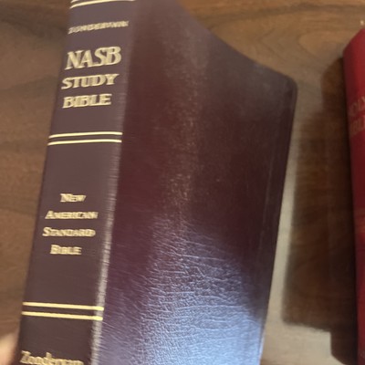 Scarce 1995 NASB Study Bible Burgundy Bonded Leather Red Letter USA Print G+-image