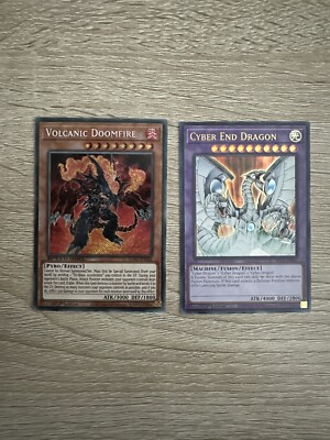 Yugioh Cards Cyber End Dragon Volcanic Doomfire 1st Edition Holos Set With Gift-image
