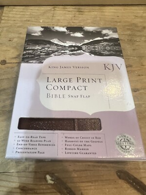 KJV Large Print Compact Bible, Chestnut Bonded Leather with Magnetic Flap - GOOD-image