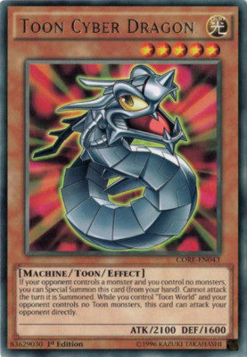 Toon Cyber Dragon	- CORE-EN043 - Rare - 1st Edition Yugioh-image
