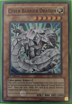 YuGiOh Cyber Barrier Dragon Super Rare 1st Edition SOI-EN006-image