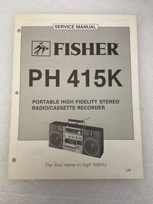VTG Original Fisher PH 415K Portable HI Fi Radio/Cass Recorder Service Manual -image