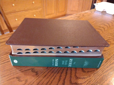 NASB Ryrie Study Bible~ Burgundy Genuine Leather ~Indexed Red letter-image