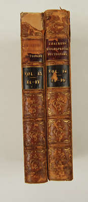 Alexander Chalmers Biographical Dictionary 2 Books 1814 Antique Leather English-image