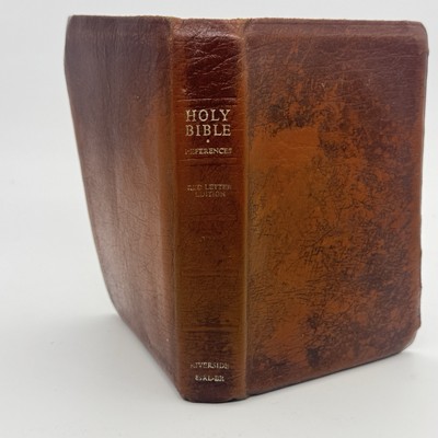 Riverside Reference Bible KJV leather 86RL-BR Brown red letter 1980's-image
