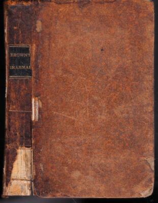 Antique 1845 INSTITUTES OF ENGLISH GRAMMAR Goold Brown Full Leather-image