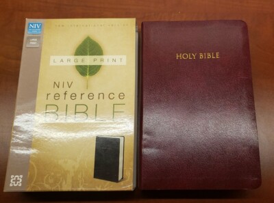 NIV Reference Bible Large Print  Burgundy Leather Look-image
