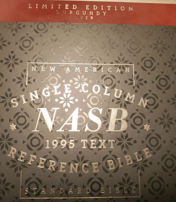 Rare Limited Ed NASB 95 Single Column Reference Bible Burgundy Goatskin Leather-image
