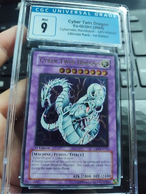 CGC 9 Yugioh CRV-EN035 Cyber Twin Dragon Ultimate 1st Edition BGSPSA-image