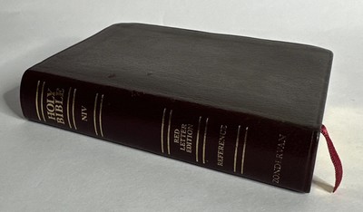Vintage NIV Holy Bible Red Letter Edition Brown Bonded Leather Zondervan (1986)-image