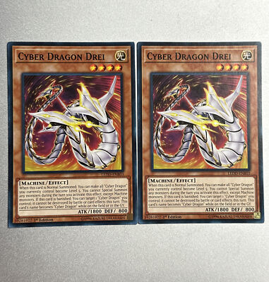 2x Cyber Dragon Drei LEDD-ENB03 Common 1st Edition Yugioh Mint/Near Mint NM-image