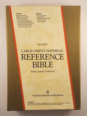 Nelson Large Print Imperial Reference Bible KJV Nelson 693 Bible Leather W/ Box-image