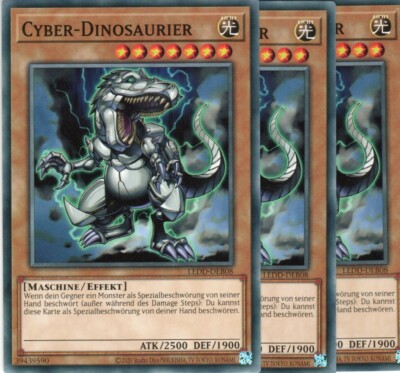 yugioh 3x cyber dinosaur LEDD-DEB08 COMMON 2 EDITION GERMAN-image