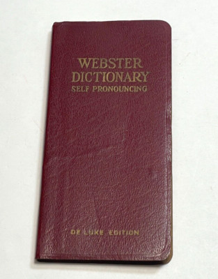 Antique Websters Vest Pocket Dictionary Self Pronouncing De Luxe Edition-image