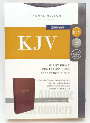 Thomas Nelson King James Lay Flat Holy Bible Large Print Burgundy Leather KJV-image