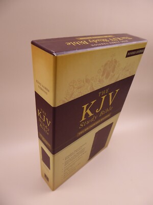KJV Study Bible Bonded Leather Burgundy Thumb Indexing Red Lettering New In Box-image