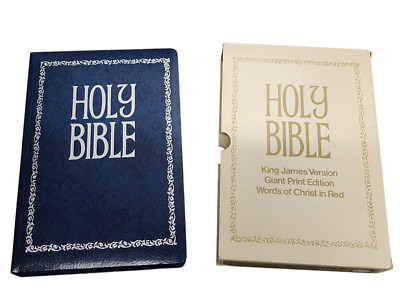 Regency KJV GIANT PRINT Bible 881B Blue Imitation Leather Velva Silver Edges Sta-image