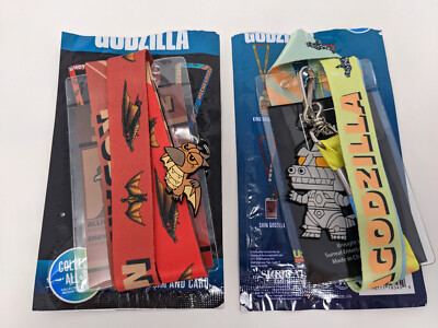 Rodan & MechaGodzilla Godzilla Lanyard with Charm and Card Set Lot of 2-image