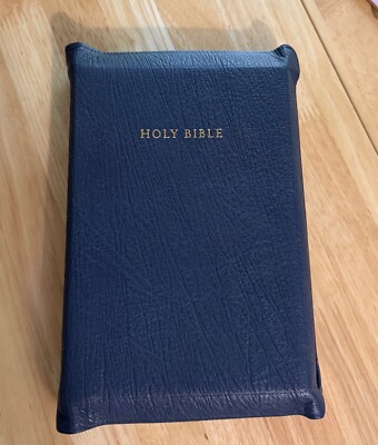 NEW R. L. Allan 53 Longprimer KJV Bible Navy Blue Highland Goatskin SPC-image