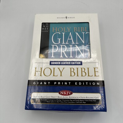 NELSON HOLY BIBLE New King James BONDED LEATHER  GIANT PRNT VINTAGE Personalized-image
