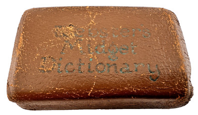 Antique Websters Midget Liliput Dictionary Leather Suede Case Printed in Germany-image